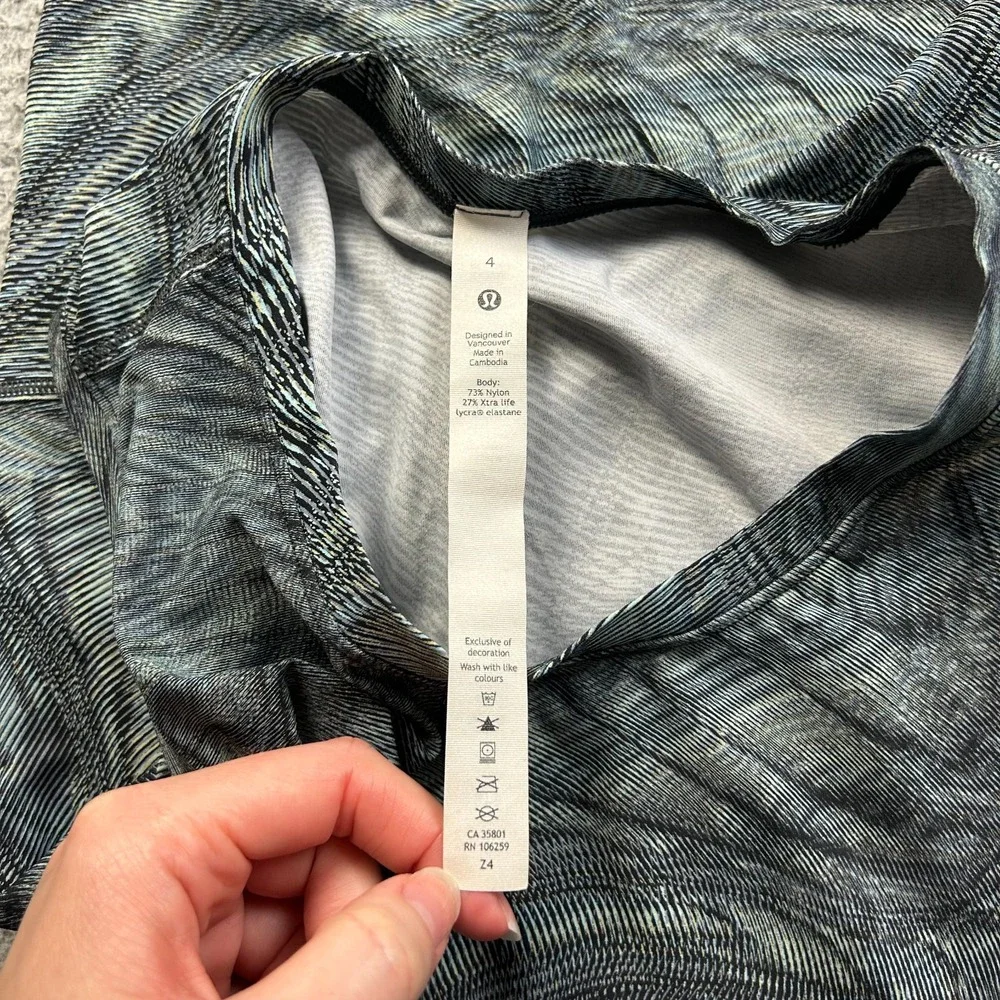 Lululemon High Neck Split Hem Run Tank Dimensional Icing Blue Mesh Top Size 4